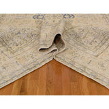 Shahbanu Rugs Pure Wool Vintage White Wash Persian Kerman Hand-Knotted Rug (10' x 13')