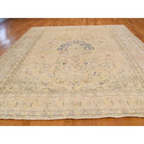 Shahbanu Rugs Pure Wool Vintage White Wash Persian Kerman Hand-Knotted Rug (10' x 13')