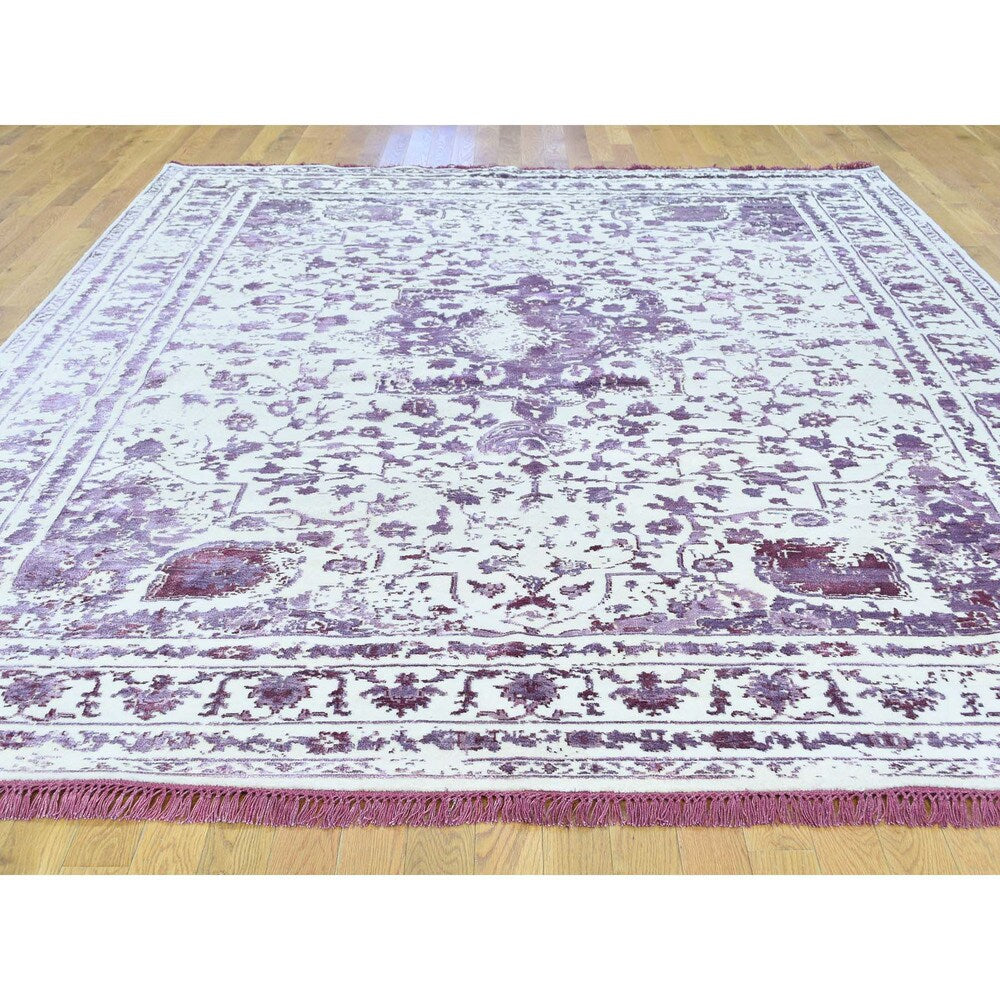 Shahbanu Rugs Wool and Silk Handmade Broken Persian Design Rug