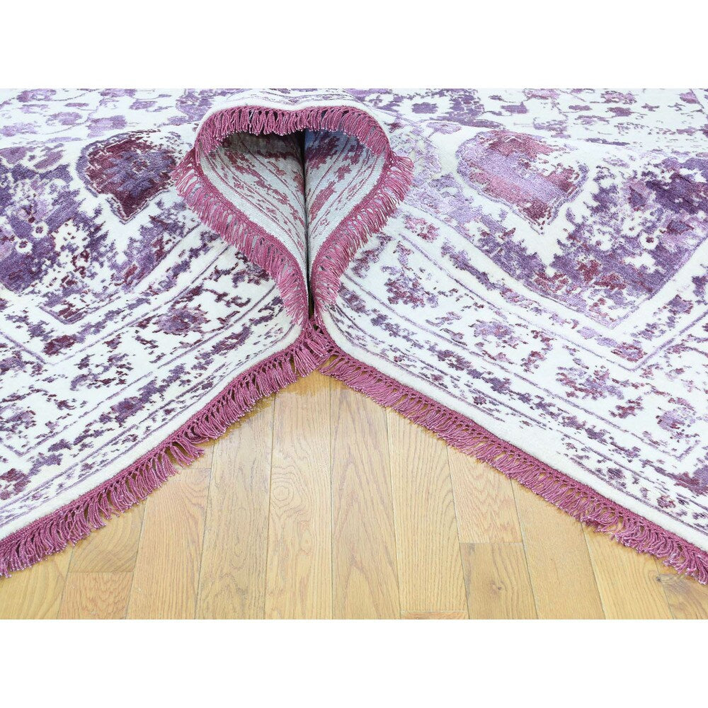 Shahbanu Rugs Wool and Silk Handmade Broken Persian Design Rug