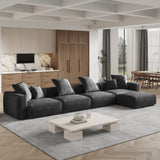 180'' Leathaire Upholstered Sofa Modular Sectional Sofa with Ottoman