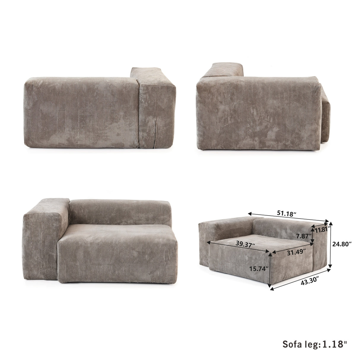 180'' Leathaire Upholstered Sofa Modular Sectional Sofa with Ottoman