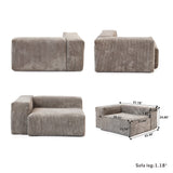 180'' Leathaire Upholstered Sofa Modular Sectional Sofa with Ottoman