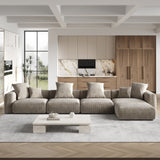 180'' Leathaire Upholstered Sofa Modular Sectional Sofa with Ottoman