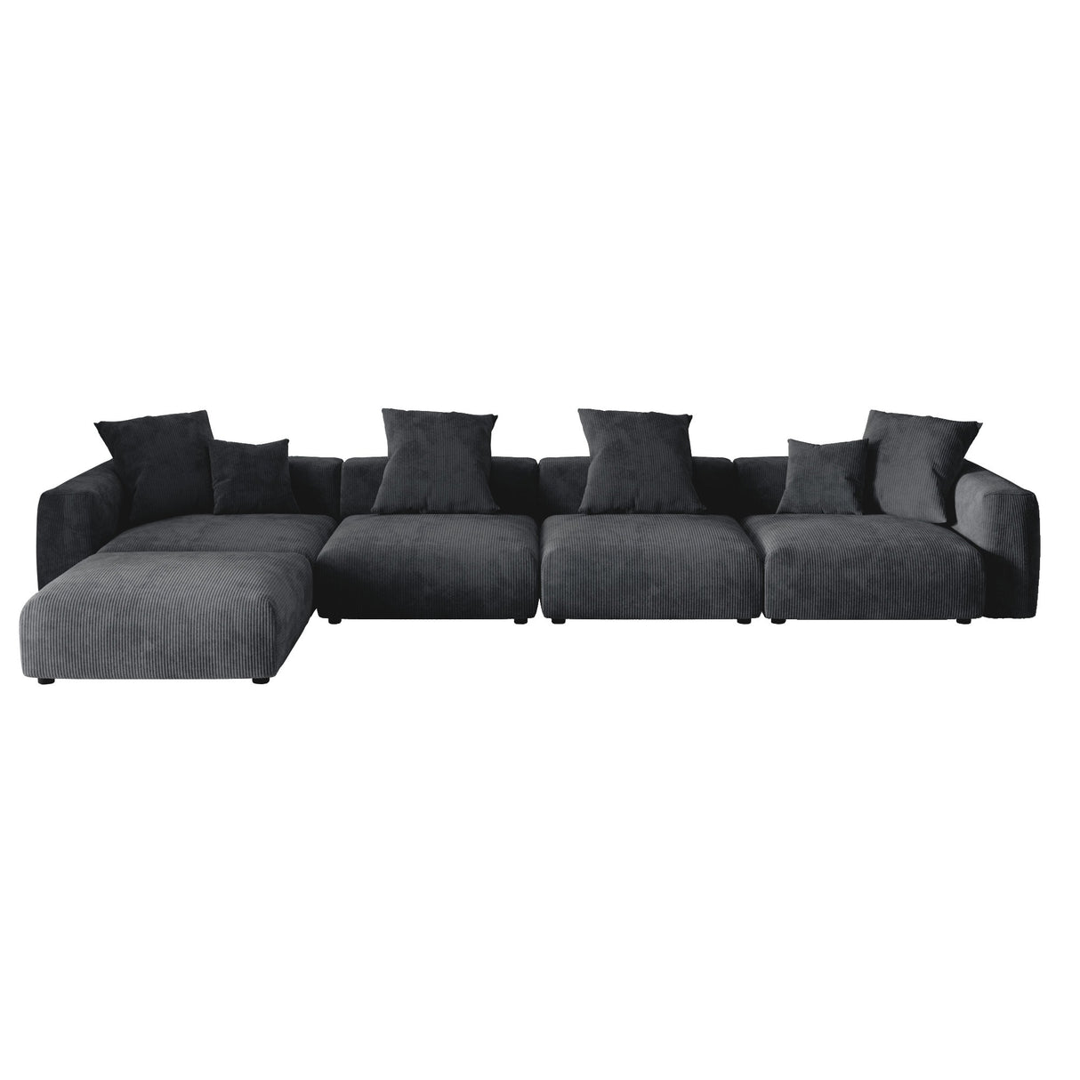 180'' Leathaire Upholstered Sofa Modular Sectional Sofa with Ottoman