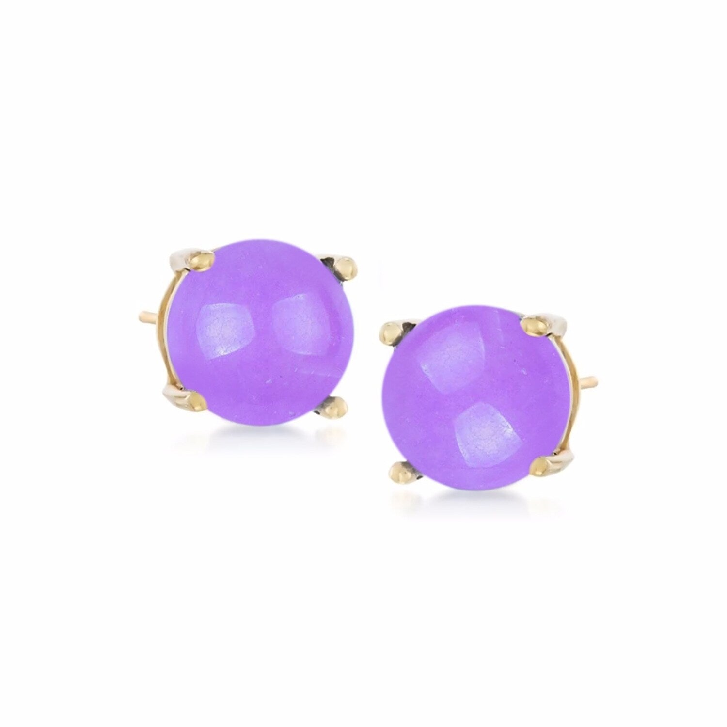 18K Yellow Over Sterling Silver 8mm Round Genuine Gemstone Stud Earrings
