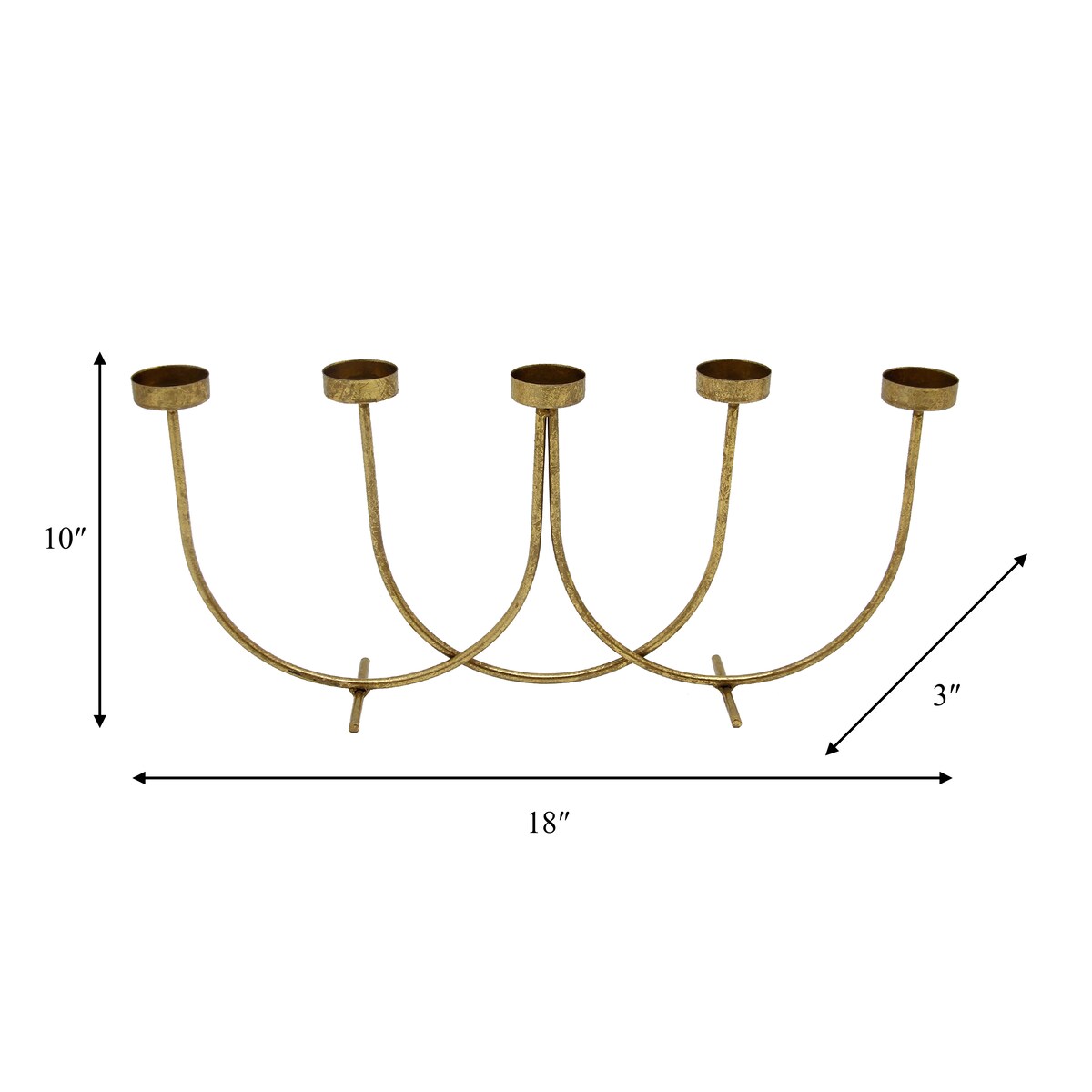 18" 5-Votive Metal Candle Holder Elegant Gold Leaf Candelabra Centerpiece for Home Table, Event, Wedding Decor -