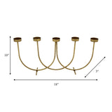18" 5-Votive Metal Candle Holder Elegant Gold Leaf Candelabra Centerpiece for Home Table, Event, Wedding Decor -