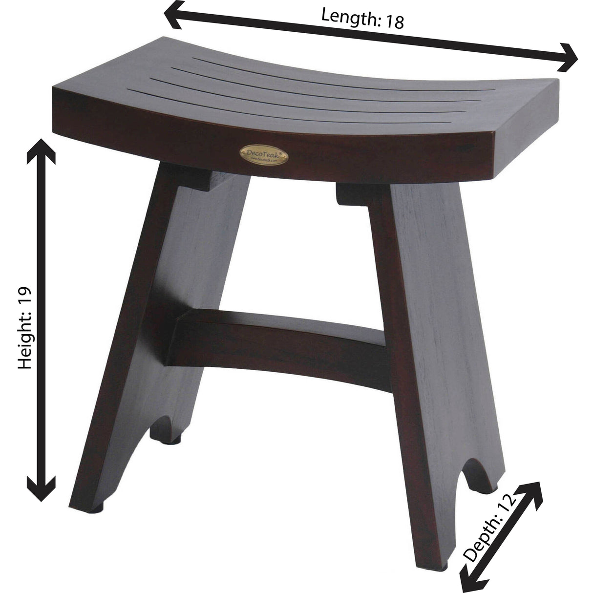 18" DecoTeak Serenity Eastern Style Teak Shower Bench Stool in Woodland Brown