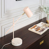 18" Desk/Table Lamp, Matte Pink, Matte Brass Accent, Terrazzo Base, Adjustable Height, Balance Arm, in-Line Rocker On/Off Switch