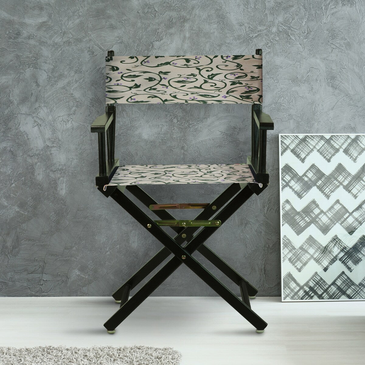 18" Director's Chair Black Frame-Garden Vine Natural - 21.75"W x 17"D x 33.75"H