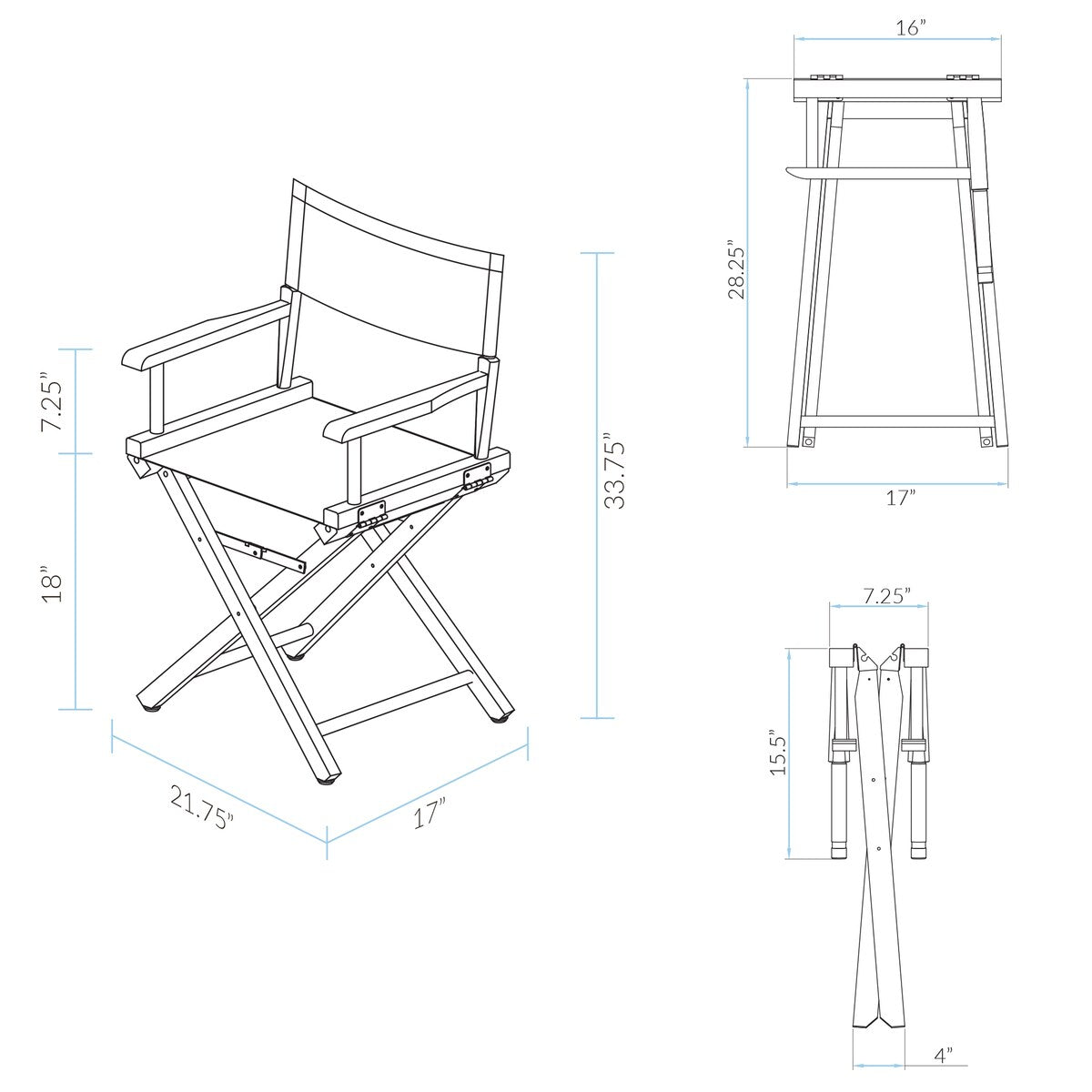 18" Director's Chair White Frame-Garden Vine Natural - 21.75"W x 17"D x 33.75"H