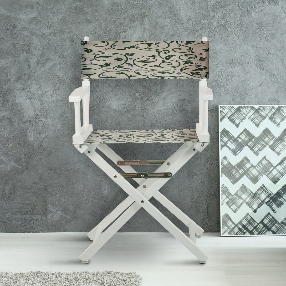 18" Director's Chair White Frame-Garden Vine Natural - 21.75"W x 17"D x 33.75"H