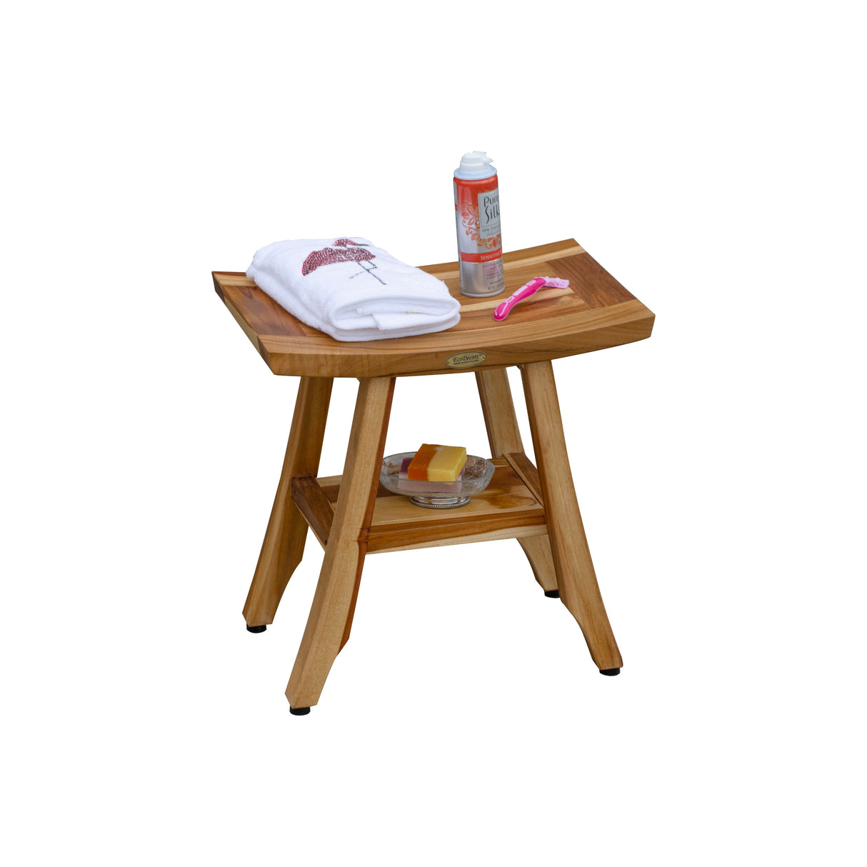EcoDecors, Bench, Shower Stool, Shower Seat, Shower Chair for Inside Shower, Small Bench, Teak Shower Bench, Shower Foot Rest