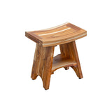 EcoDecors, Serenity, Teak Shower Bench, Teak Shower Stool, Teak Corner Shower Bench, 18 Inch, With Shelf