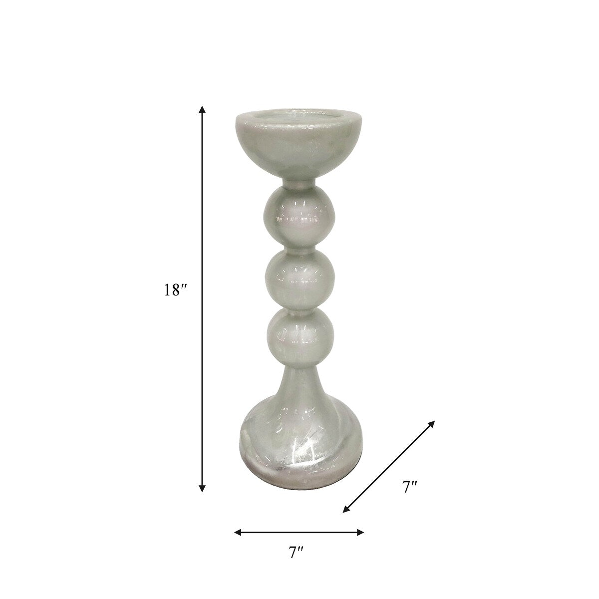 18" Glass Bubbly Candle Holder Contemporary Tall White Decorative Tabletop Holder for Tealights or Votive Candles -