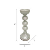18" Glass Bubbly Candle Holder Contemporary Tall White Decorative Tabletop Holder for Tealights or Votive Candles -