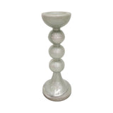 18" Glass Bubbly Candle Holder Contemporary Tall White Decorative Tabletop Holder for Tealights or Votive Candles -