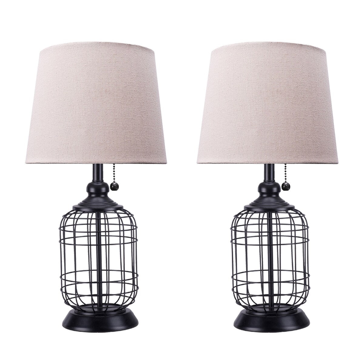 CO-Z 18" Industrial Birdcage Table Lamp, Set of 2
