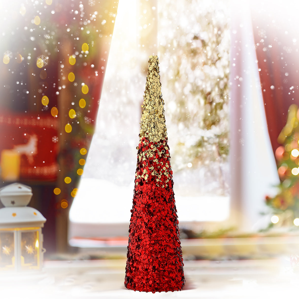 18" Shaded Sequin Cone Tree