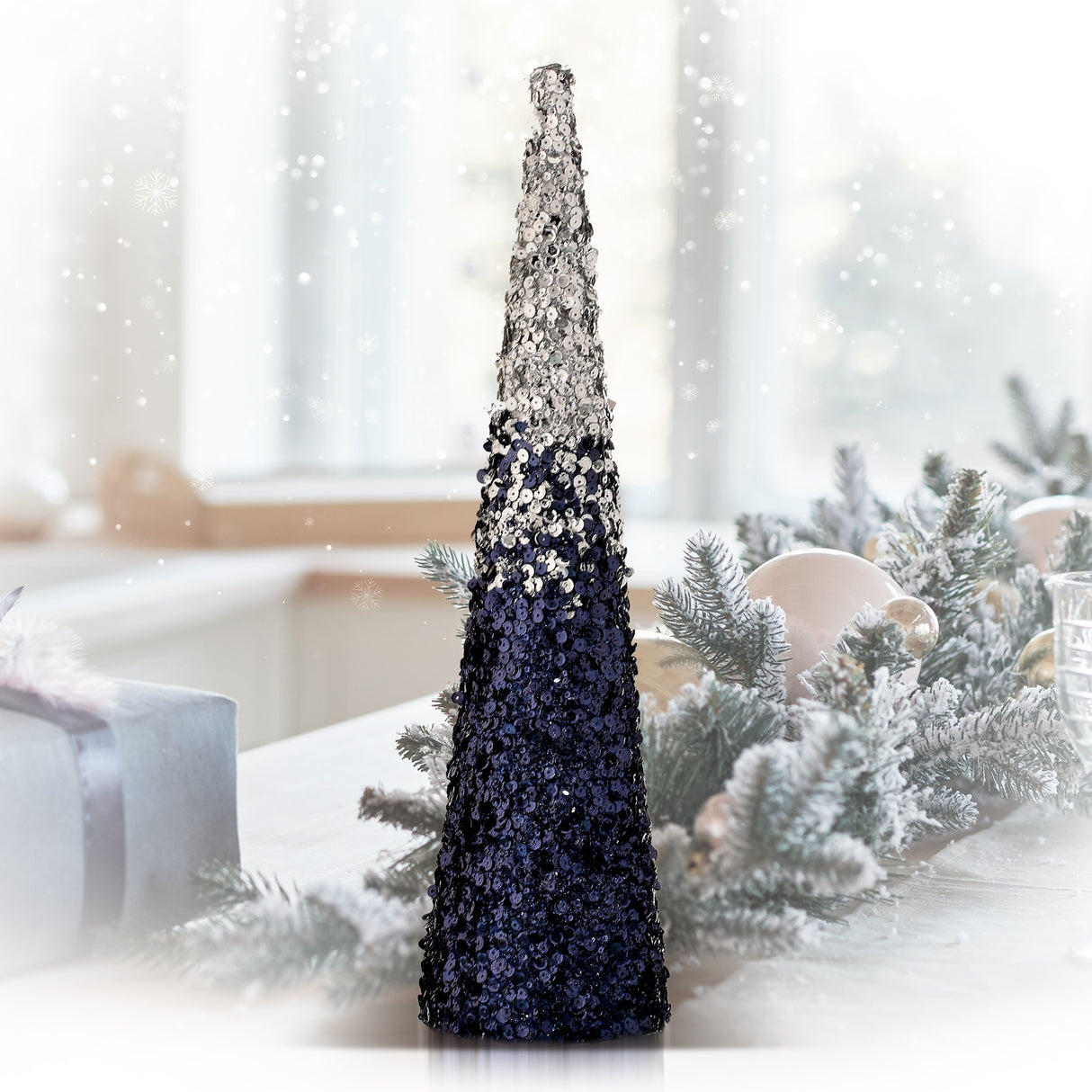 18" Shaded Sequin Cone Tree