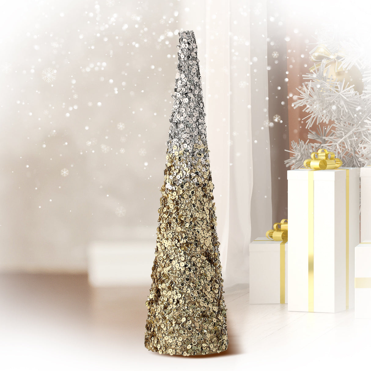 18" Shaded Sequin Cone Tree