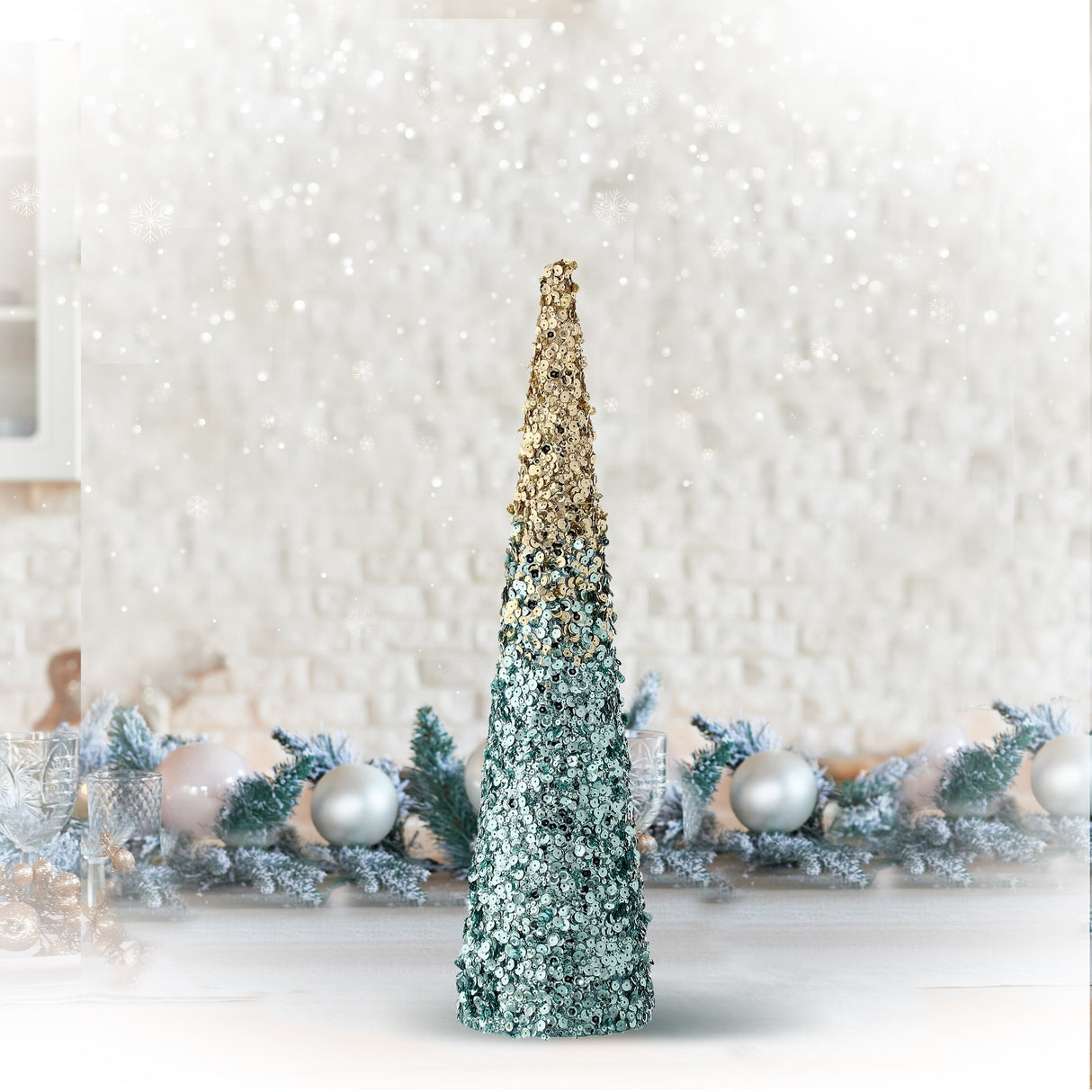 18" Shaded Sequin Cone Tree