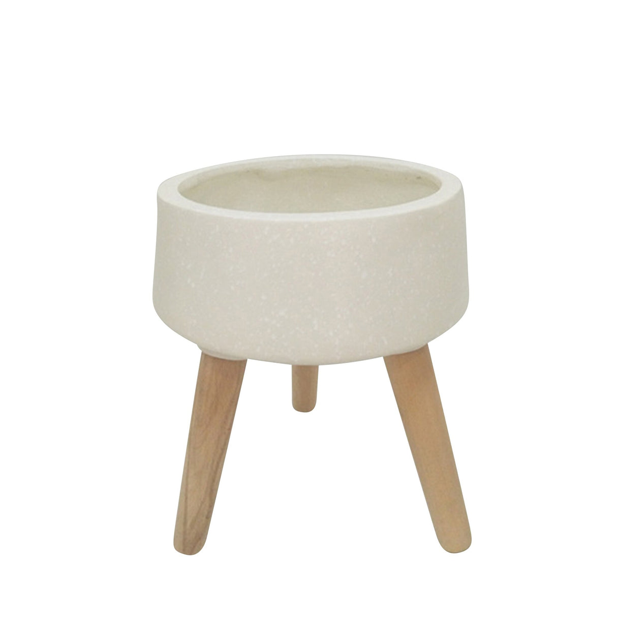 18" Terrazzo Planter with Wood Legs, White 23.0"H - 18.0" x 18.0" x 23.0"