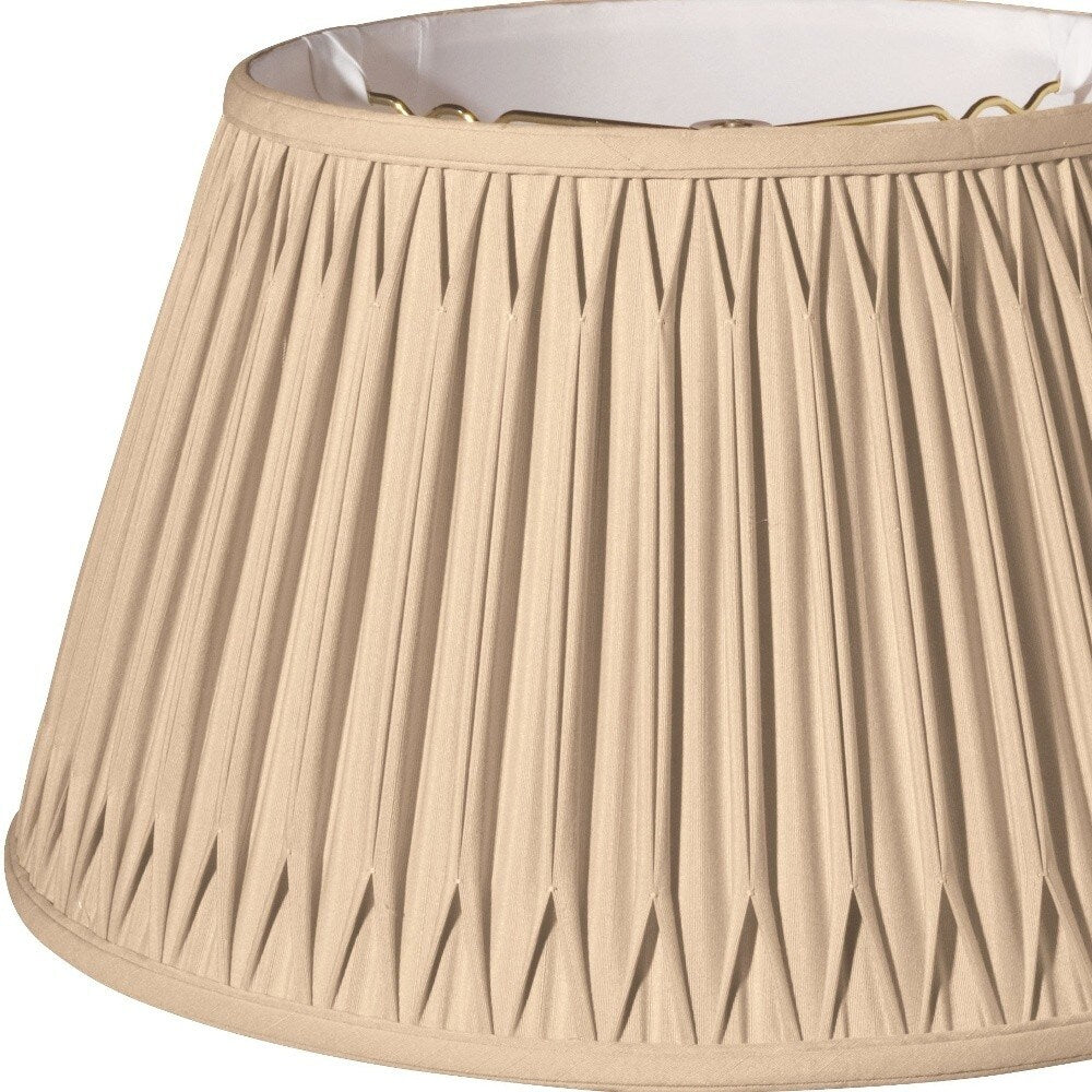 HomeRoots 18" Vintage Gold Shallow Drum Smocked Shantung Lampshade - 18"x18''x10''
