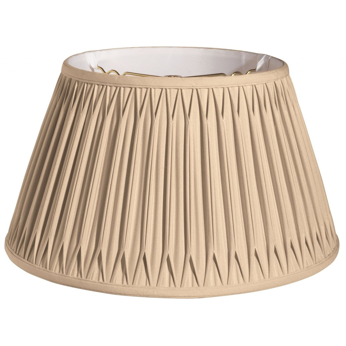 HomeRoots 18" Vintage Gold Shallow Drum Smocked Shantung Lampshade - 18"x18''x10''