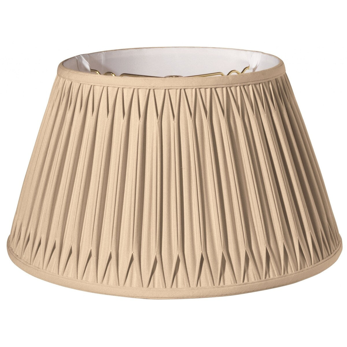 HomeRoots 18" Vintage Gold Shallow Drum Smocked Shantung Lampshade - 18"x18''x10''