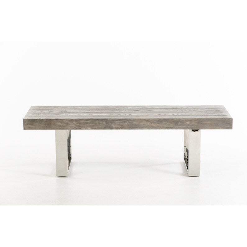 18' Grey Brush Veneer and Stainless Steel Bench