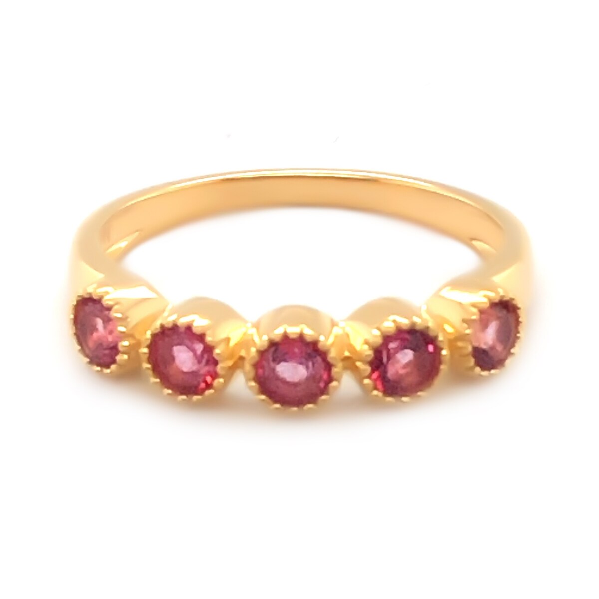 18k Yellow Gold Over Sterling Silver Pink Topaz Gemstone Band Ring