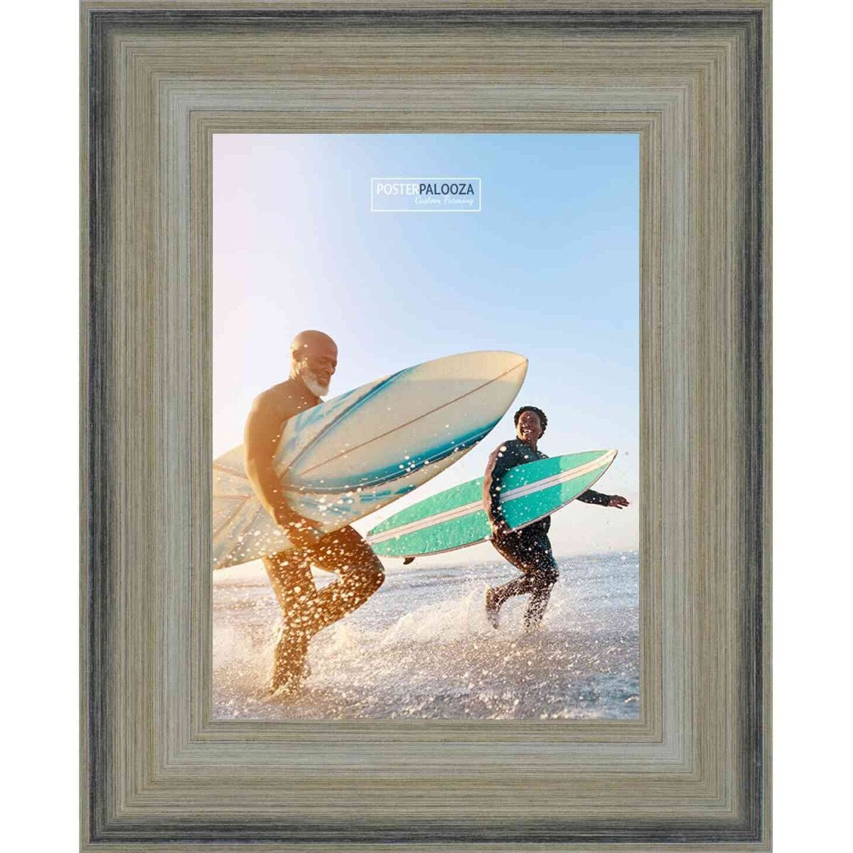 18x14 Contemporary Silver Complete Wood Picture Frame with UV Acrylic, Foam Board Backing, & Hardware
