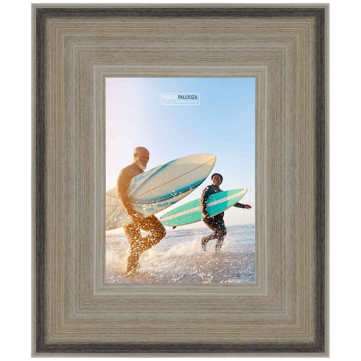 18x22 Contemporary Silver Complete Wood Picture Frame with UV Acrylic, Foam Board Backing, & Hardware