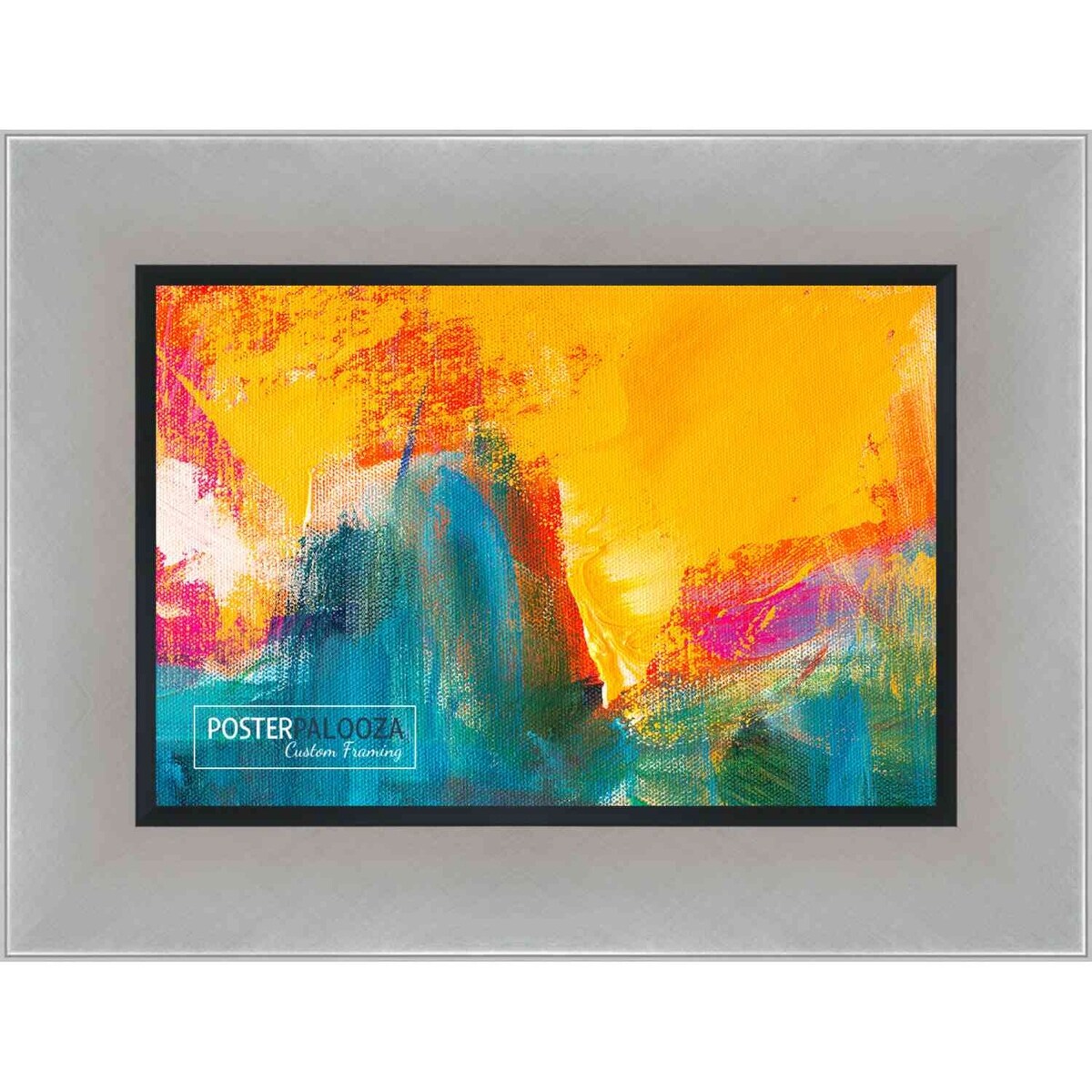 18x36 Contemporary Silver Complete Wood Picture Frame with UV Acrylic, Foam Board Backing, & Hardware