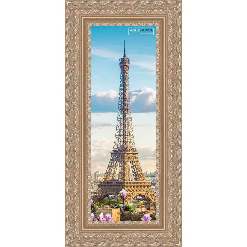 18x6 Ornate Silver Complete Wood Picture Frame with UV Acrylic, Foam Board Backing, & Hardware
