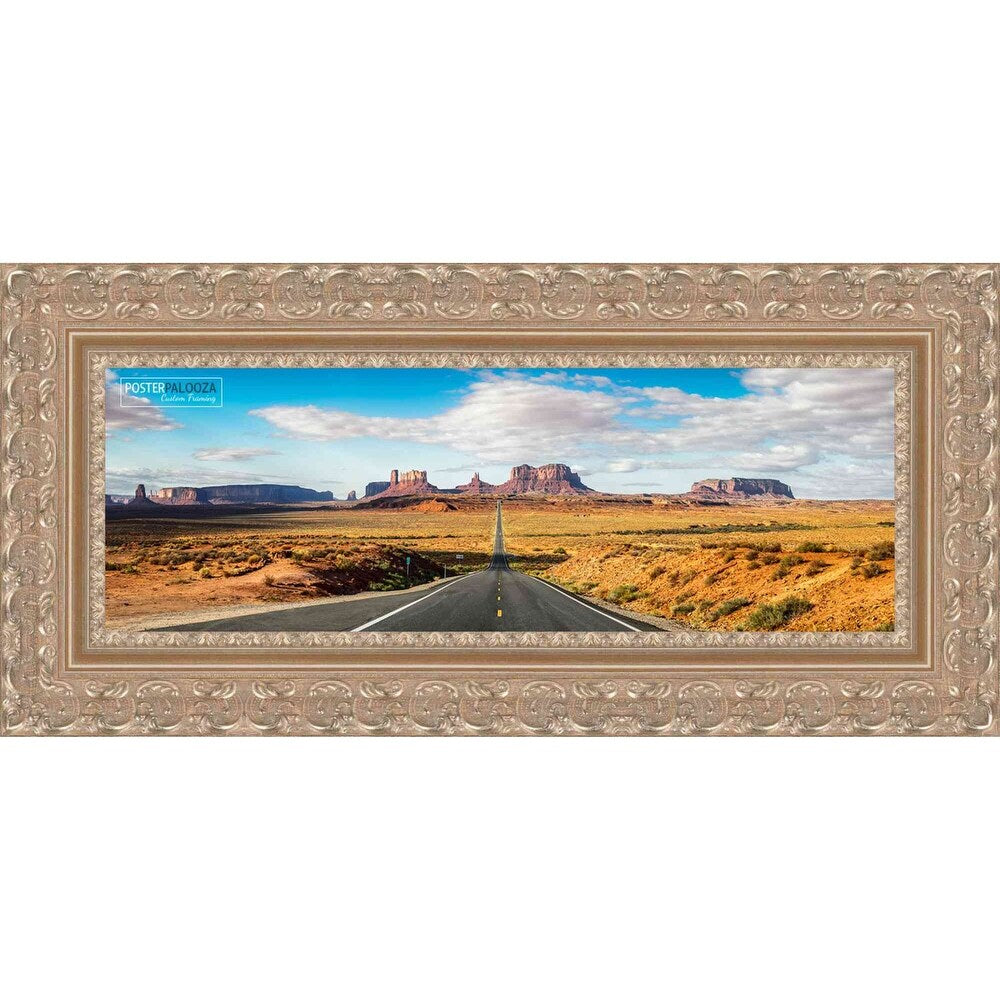 18x6 Ornate Silver Complete Wood Picture Frame with UV Acrylic, Foam Board Backing, & Hardware