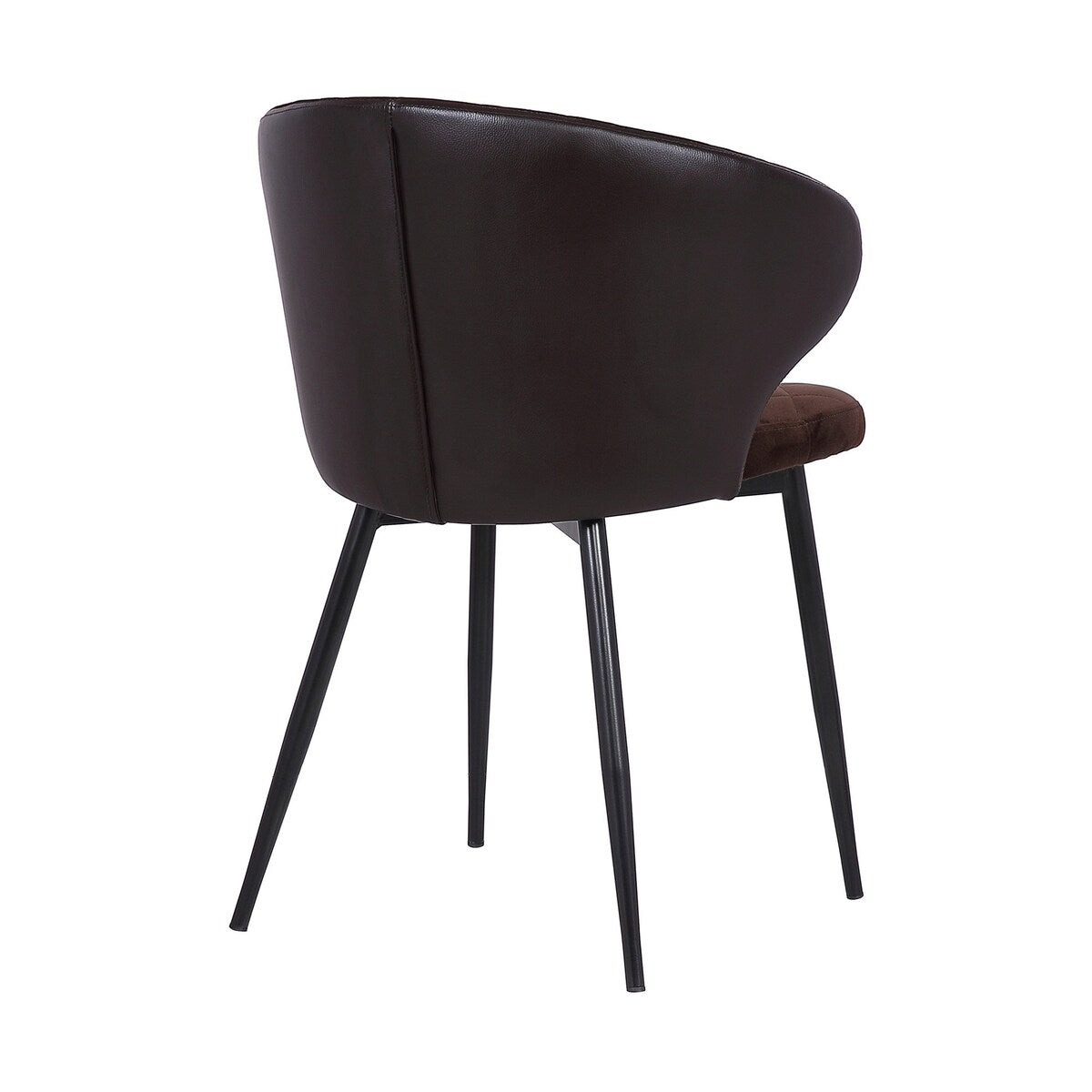19 Inch Faux Leather Back Velvet Dining Chair, Brown