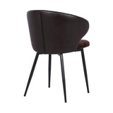 19 Inch Faux Leather Back Velvet Dining Chair, Brown
