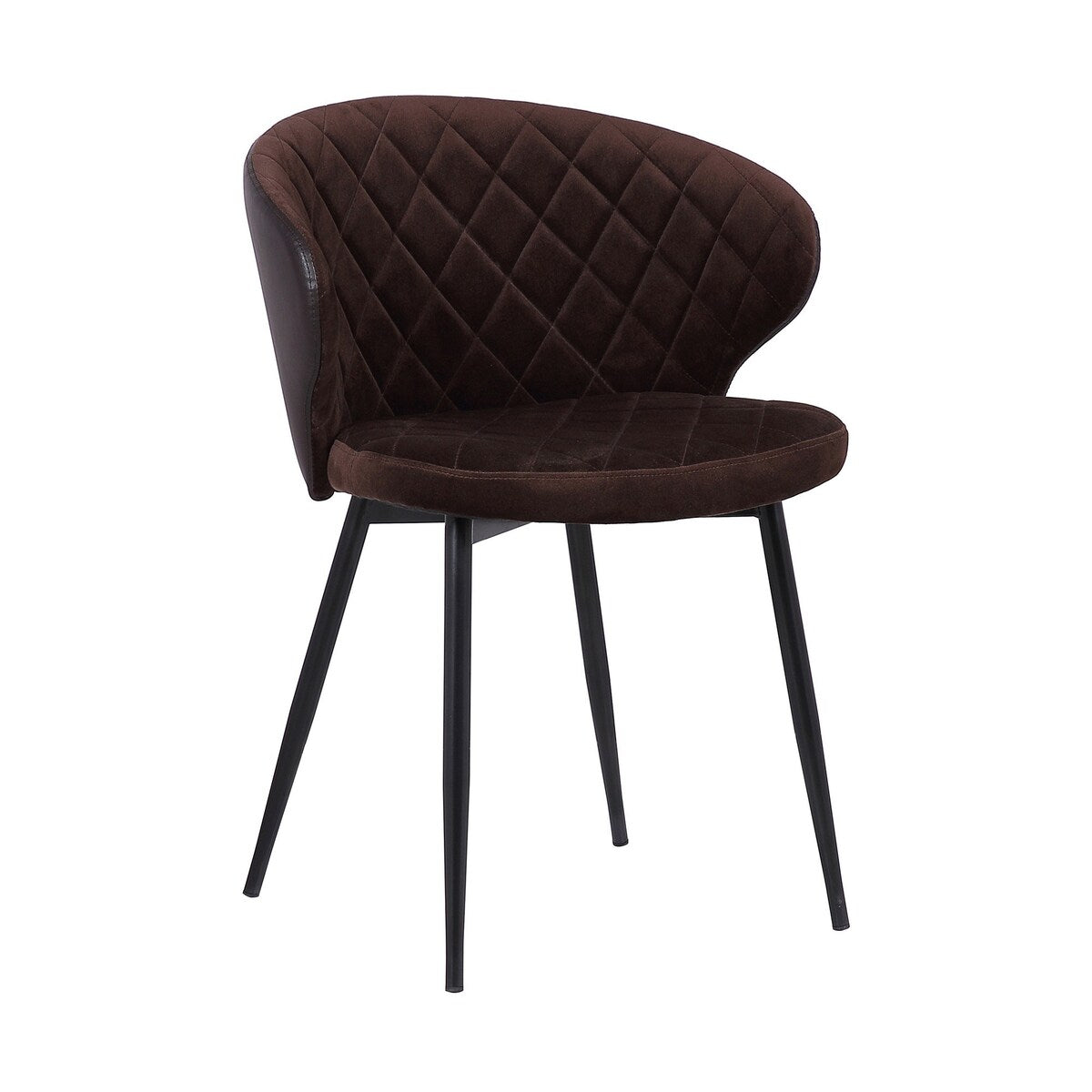 19 Inch Faux Leather Back Velvet Dining Chair, Brown