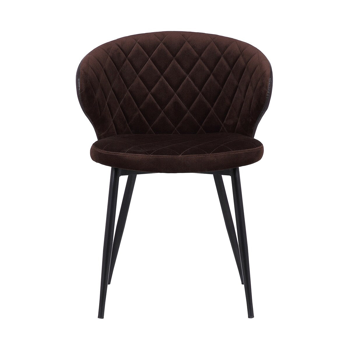 19 Inch Faux Leather Back Velvet Dining Chair, Brown