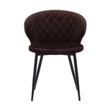 19 Inch Faux Leather Back Velvet Dining Chair, Brown