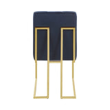 19 Inch Modern Dining Chair, Set of 2, Blue Velvet Fabric, Gold Metal Frame