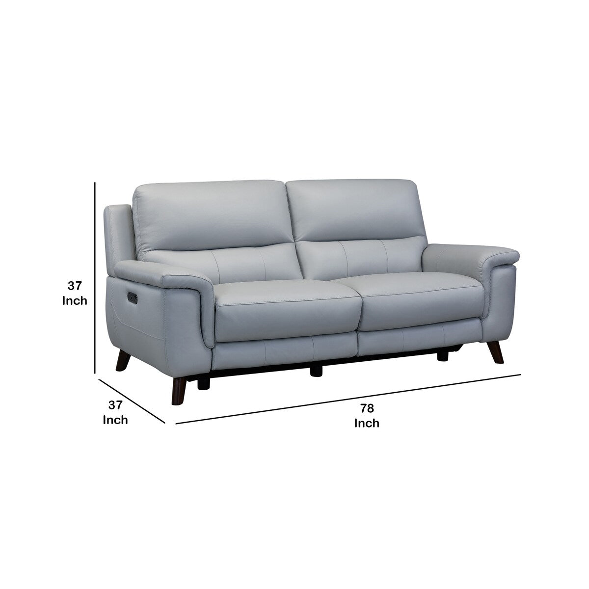 19 Inch Power Reclining Leather Sofa with USB Port, Gray