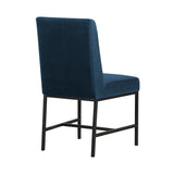 19 Inch Velvet and Metal Dining Chair, Set of 2, Blue and Black