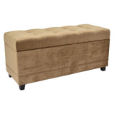 19 " Wood Upolstered Storage Bench In Brown by Three Hands