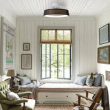 19 in. Rustic Wheel Round Fabric/ Woven Rope Fandelier 7-blade Cylinder Integrated LED Ceiling Fan with Remote Control