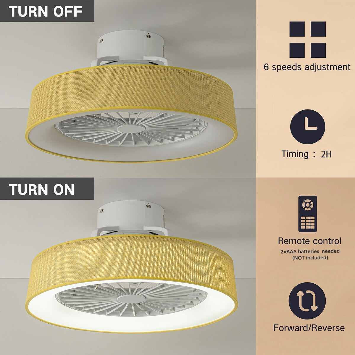 19 in. Rustic Wheel Round Fabric/ Woven Rope Fandelier 7-blade Cylinder Integrated LED Ceiling Fan with Remote Control