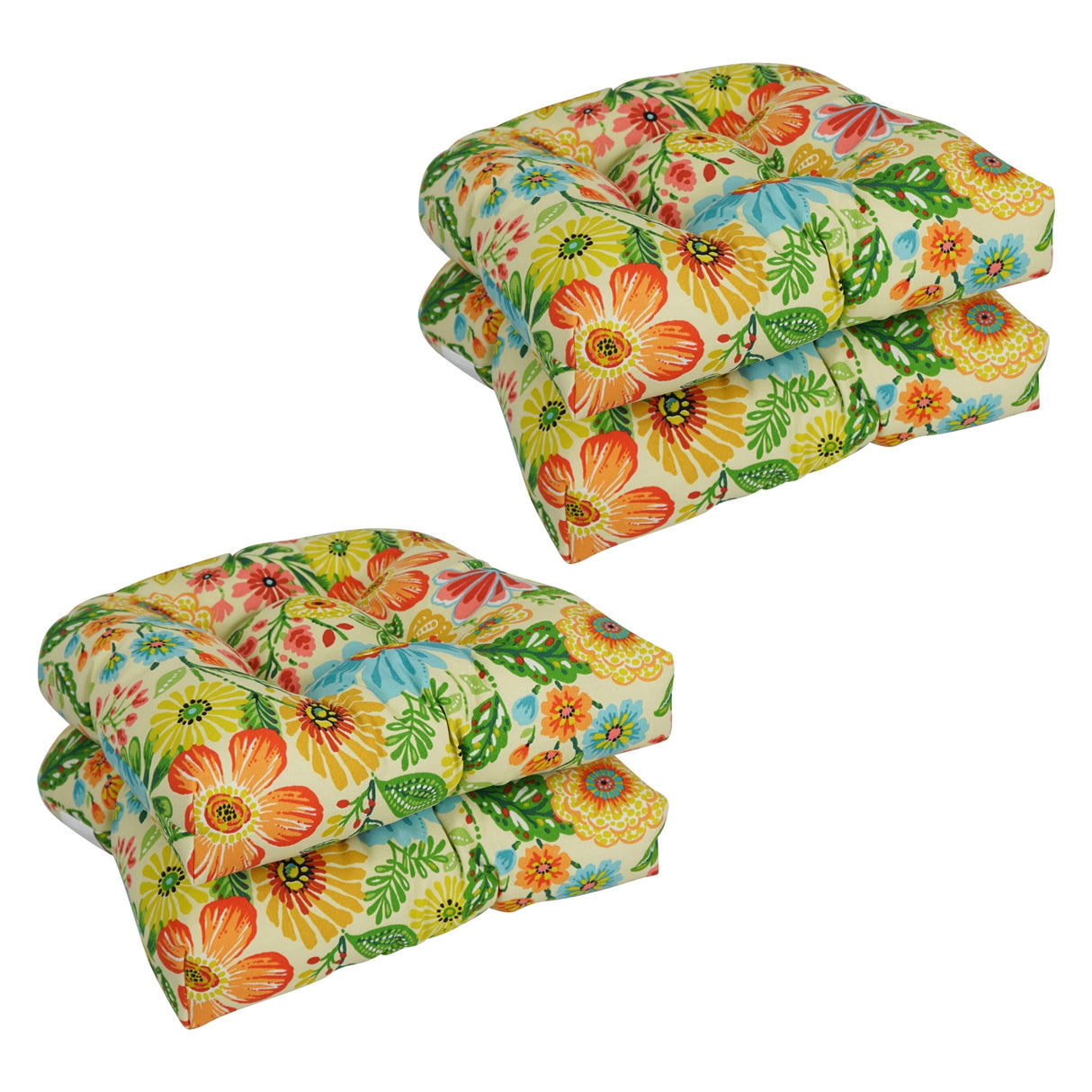 19-inch Rounded Back Indoor/Outdoor Chair Cushions (Set of 4) - 19" x 19"